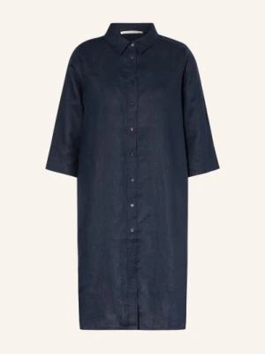 (The Mercer) N.Y. Lniana Sukienka Koszulowa Z Rękawami 3/4 blau