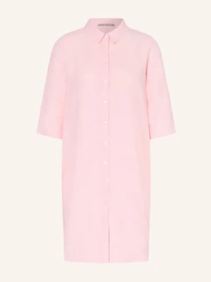 (The Mercer) N.Y. Lniana Sukienka Koszulowa Z Rękawami 3/4 rosa
