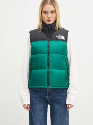 The North Face bezrękawnik puchowy 1996 Retro Nuptse damski kolor zielony zimowy NF0A3XEPNL11