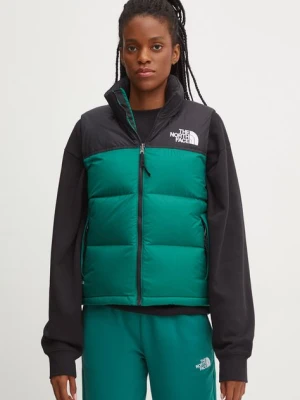 The North Face bezrękawnik puchowy 1996 Retro Nuptse damski kolor zielony zimowy NF0A3XEPNL11