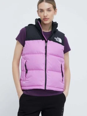 The North Face bezrękawnik puchowy 1996 RETRO NUPTSE VEST damski kolor fioletowy zimowy NF0A3XEPQIX1