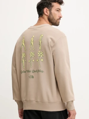The North Face bluza bawełniana Connect Relaxed męska kolor brązowy z nadrukiem NF0A8E3ZBOX1