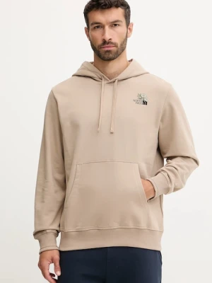 The North Face bluza bawełniana Flowe Dome męska kolor brązowy z kapturem z nadrukiem NF0A8EGZBOX1