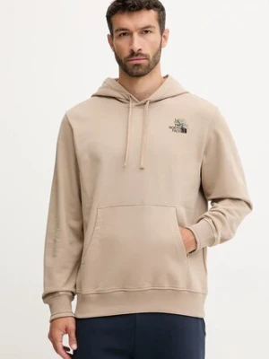 The North Face bluza bawełniana Flowe Dome męska kolor brązowy z kapturem z nadrukiem NF0A8EGZBOX1
