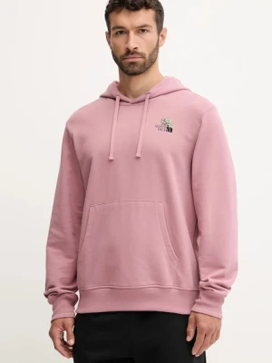 The North Face bluza bawełniana Flowe Dome męska kolor różowy z kapturem z nadrukiem NF0A8EGZHCS1