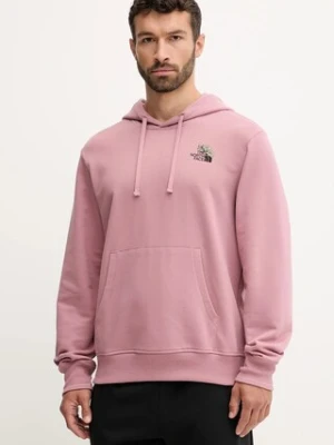 The North Face bluza bawełniana Flowe Dome męska kolor różowy z kapturem z nadrukiem NF0A8EGZHCS1