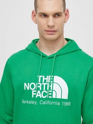 The North Face bluza bawełniana M Berkeley California Hoodie męska kolor zielony z kapturem z nadrukiem NF0A55GFPO81