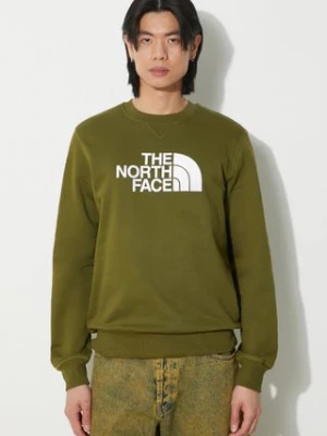 The North Face bluza bawełniana M Drew Peak Crew męska kolor zielony z nadrukiem NF0A4SVRPIB1