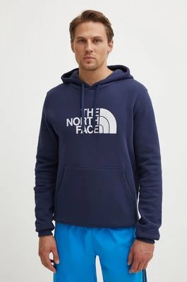 The North Face bluza bawełniana M Drew Peak Pullover Hoodie męska kolor granatowy z kapturem z aplikacją NF00AHJY8K21