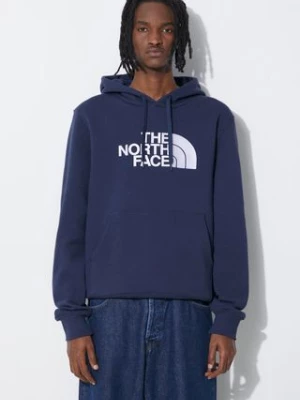 The North Face bluza bawełniana M Drew Peak Pullover Hoodie męska kolor granatowy z kapturem z aplikacją NF00AHJY8K21