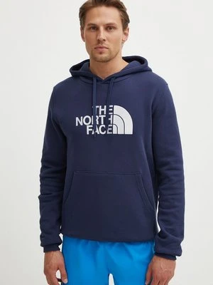 The North Face bluza bawełniana M Drew Peak Pullover Hoodie męska kolor granatowy z kapturem z aplikacją NF00AHJY8K21