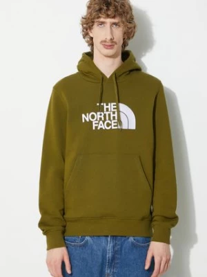 The North Face bluza bawełniana M Drew Peak Pullover Hoodie męska kolor zielony z kapturem z aplikacją NF00AHJYPIB1