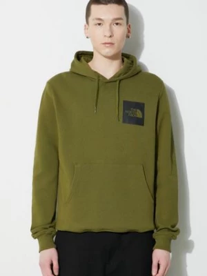 The North Face bluza bawełniana M Fine Hoodie męska kolor zielony z kapturem z nadrukiem NF0A5ICXPIB1