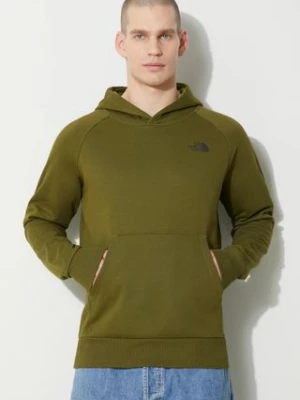 The North Face bluza bawełniana M Raglan Redbox Hoodie męska kolor zielony z kapturem z nadrukiem NF0A2ZWUPIB1