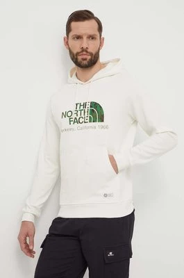 The North Face bluza bawełniana męska kolor biały z kapturem z nadrukiem NF0A55GFQLI1