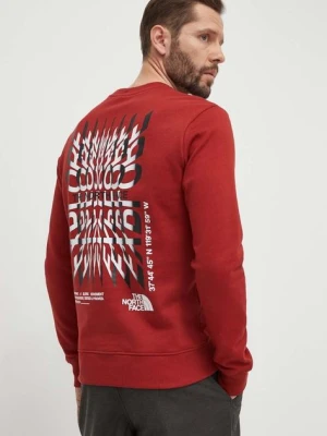 The North Face bluza bawełniana męska kolor czerwony z nadrukiem NF0A87EBPOJ1