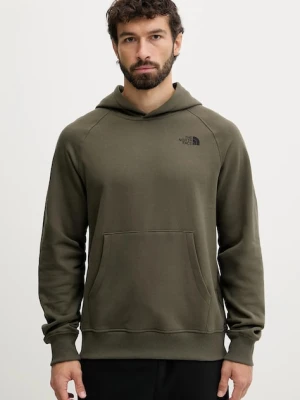 The North Face bluza bawełniana męska kolor zielony z kapturem z nadrukiem NF0A8E3KFA41