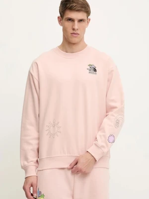 The North Face bluza bawełniana Mountain Cleanup męska kolor różowy wzorzysta NF0A8C2ULK61