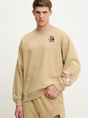 The North Face bluza bawełniana Mountain Cleanup męska kolor zielony z nadrukiem NF0A8C2ULK51