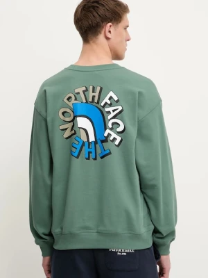 The North Face bluza bawełniana Nuptse Oversized męska kolor zielony gładka NF0A8C3UHCH1