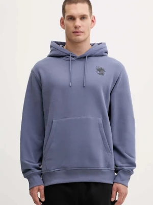 The North Face bluza bawełniana Powder Days męska kolor fioletowy z kapturem z nadrukiem NF0A8E4GBTR1