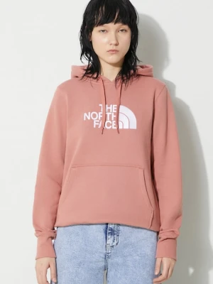 The North Face bluza bawełniana W Drew Peak Pullover Hoodie damska kolor pomarańczowy z kapturem NF0A55ECNXQ1