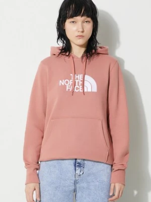 The North Face bluza bawełniana W Drew Peak Pullover Hoodie damska kolor pomarańczowy z kapturem NF0A55ECNXQ1