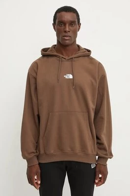 The North Face bluza bawełniana Zumu Hoodie męska kolor brązowy z kapturem z nadrukiem NF0A89FJ1OI1