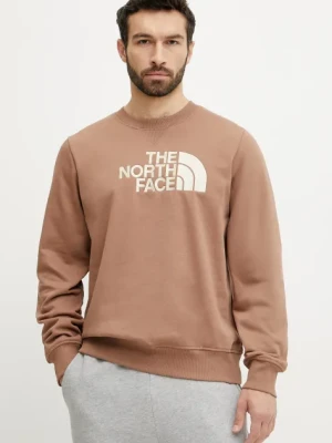 The North Face bluza Drew Peak męska kolor brązowy z kapturem z nadrukiem NF0A89EKAR41