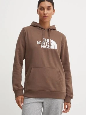 The North Face bluza Drew Peak Pullover Hoodie damska kolor brązowy z kapturem z nadrukiem NF0A89EH1OI1