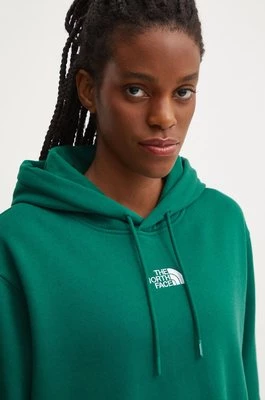 The North Face bluza Essential Crop Hoodie damska kolor zielony z kapturem gładka NF0A89EXNL11