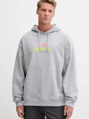 The North Face bluza Expedition Celebration męska kolor szary z kapturem z nadrukiem NF0A8E3FDYX1