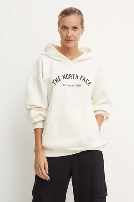 The North Face bluza Hoodie Varsity Graphic damska kolor beżowy z kapturem z nadrukiem NF0A89CSQLI1