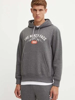 The North Face bluza Hoodie Varsity Graphic męska kolor szary z kapturem z nadrukiem NF0A89DJDYY1