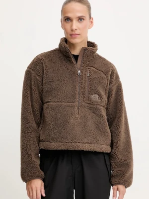 The North Face bluza polarowa TNF Extreme Pile damska kolor brązowy z kapturem gładka NF0A88ZC1OI1
