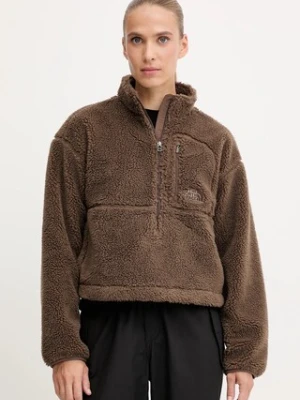 The North Face bluza polarowa TNF Extreme Pile damska kolor brązowy z kapturem gładka NF0A88ZC1OI1