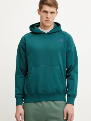 The North Face bluza Raglan Redbox męska kolor zielony z kapturem z nadrukiem NF0A89F9A1B1