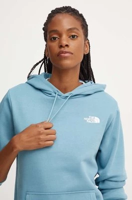 The North Face bluza Simple Dome Hoodie damska kolor niebieski z kapturem z nadrukiem NF0A89EY1OM1