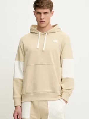 The North Face bluza Terry Relaxed męska kolor beżowy z kapturem wzorzysta NF0A8C2B3X41