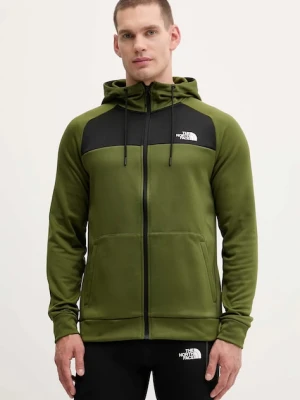 The North Face bluza treningowa Reaxion męska kolor zielony z kapturem gładka NF0A8CNPDIW1