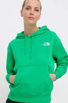 The North Face bluza W Essential Hoodie damska kolor zielony z kapturem z aplikacją NF0A7ZJDPO81