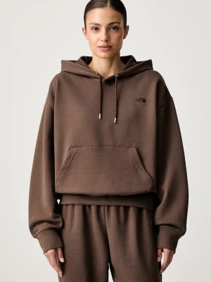 The North Face bluza z kapturem damska z bawełną Essential brązowy