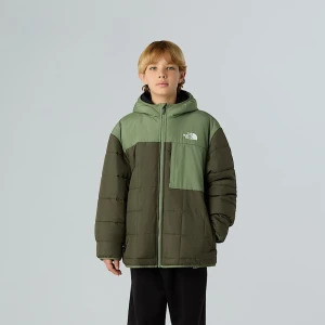 The North Face Chłopięca Dwustronna Kurtka Z Kapturem I Zamkiem Na Całej Długości Shasta New Taupe Green-bark Mist Rozmiar XXL male