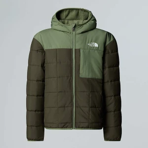 The North Face Chłopięca Dwustronna Kurtka Z Kapturem I Zamkiem Na Całej Długości Shasta New Taupe Green-bark Mist Rozmiar XXL male