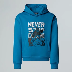 The North Face Chłopięca Sportowa Bluza Oversize Z Kapturem I Grafiką Dusk Blue Rozmiar S male