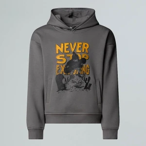 The North Face Chłopięca Sportowa Bluza Oversize Z Kapturem I Grafiką Smoked Pearl Rozmiar XXL male