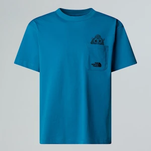 The North Face Chłopięcy Sportowy T-shirt Oversize Z Grafiką I Kieszenią Dusk Blue Rozmiar XXL male