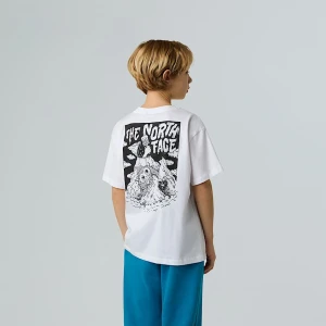 The North Face Chłopięcy Sportowy T-shirt Oversize Z Grafiką I Kieszenią Tnf White Rozmiar S male