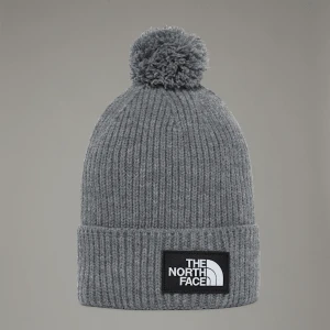 The North Face Czapka Beanie Z Pomponem I Prostokątnym Logo Tnf Tnf Medium Grey Heather Rozmiar Rozmiar uniwersalny male