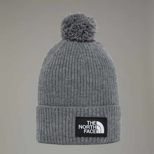 The North Face Czapka Beanie Z Pomponem I Prostokątnym Logo Tnf Tnf Medium Grey Heather Rozmiar Rozmiar uniwersalny male